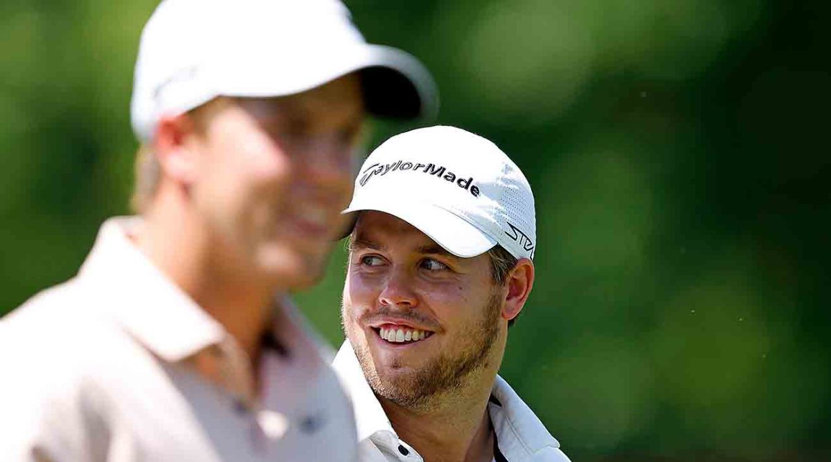 Parker Coody (L) and Pierceson Coody are pictured during the Korn Ferry Tour's 2023 Pinnacle Bank Championship in Omaha, Nebraska.